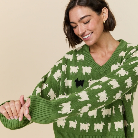 NWT WARM & WONDERFUL Women’s Princess DIANA Wool Sheep Sweater Green SZ XL - Picture 3 of 9